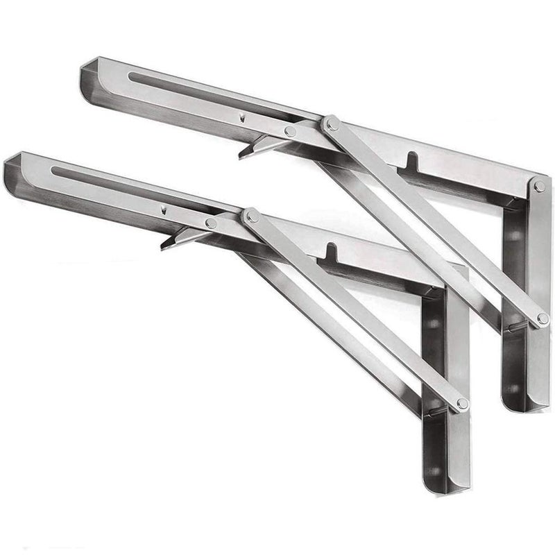 Jolitac Folding Shelf Brackets 10â€, Max.Load 260 lb, Heavy Duty Brackets Stainless Steel Wall Mounted Shelf Collapsible Bracket, Folding Bench,Work Table Arm Rack (10 Inch, 2PCS) - Image 1